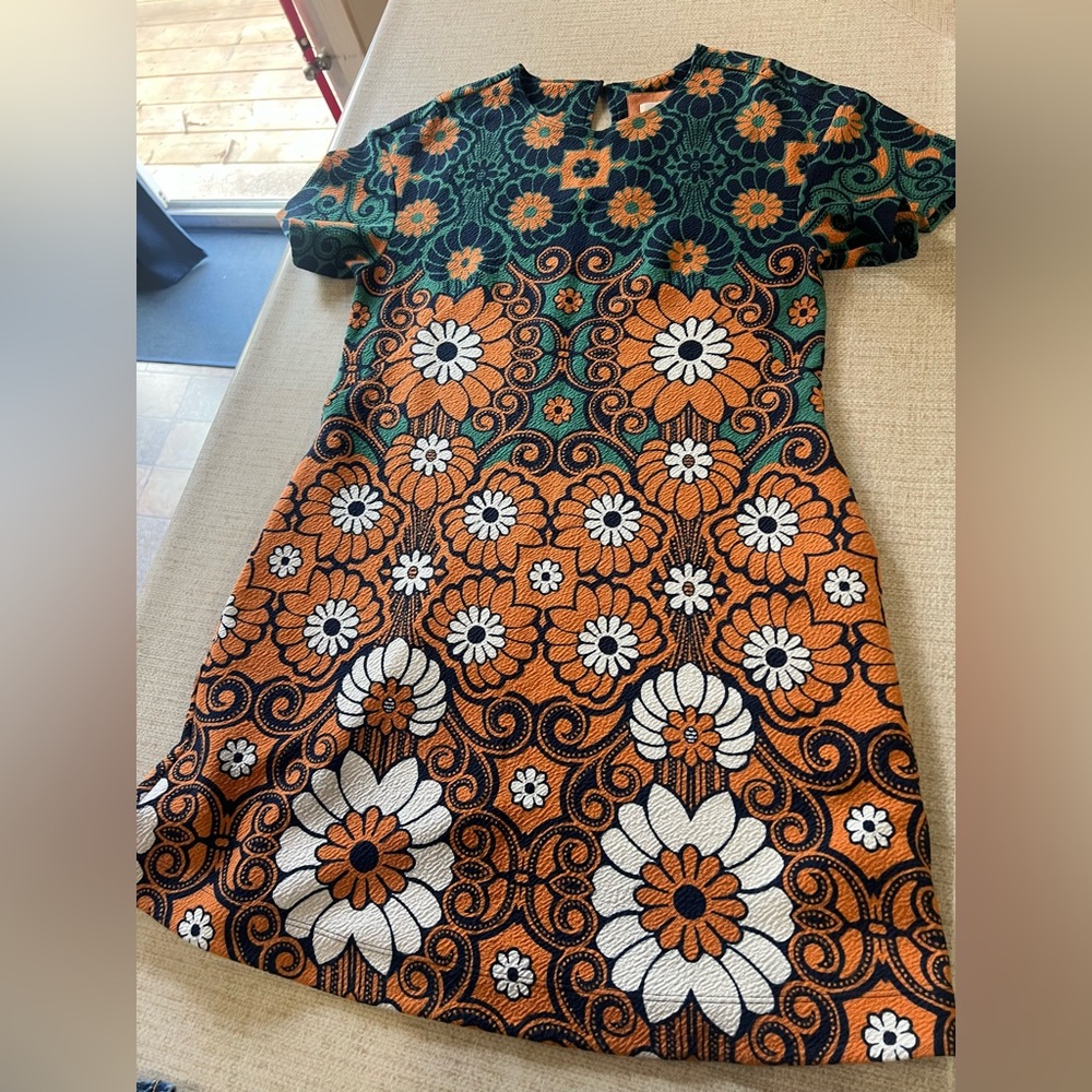 Anthropologie Maeve Top with Orange and Green Floral